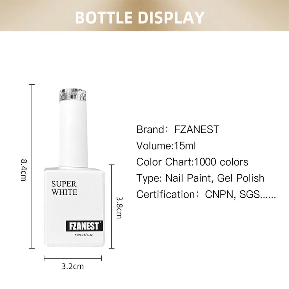 15ml FZANEST Super White and Black Gel Nail Polish