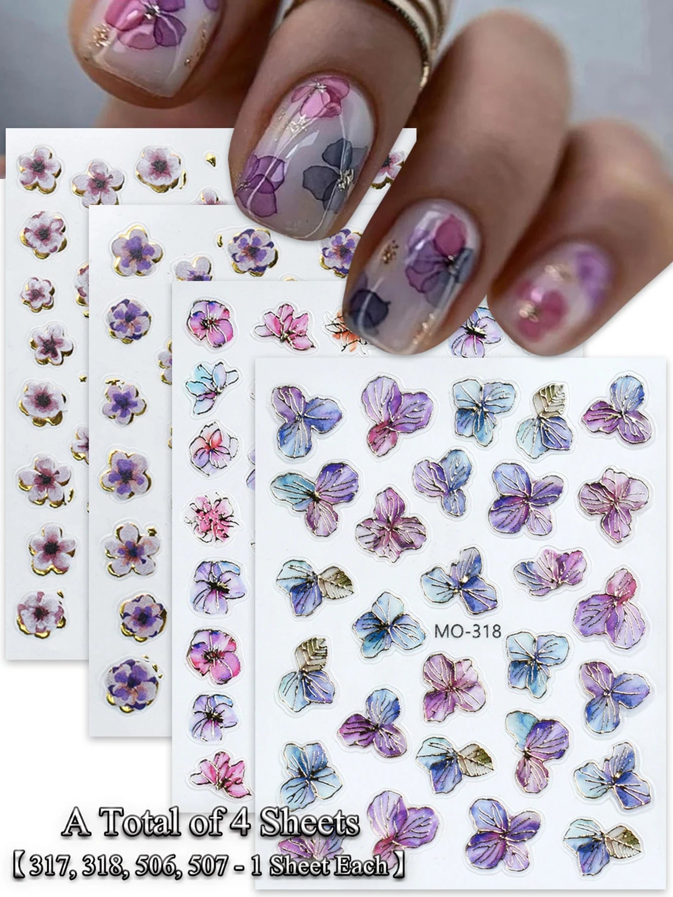 5D Floral Nail Stickers Self-Adhesive