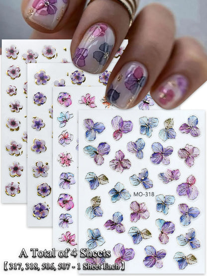 5D Floral Nail Stickers Self-Adhesive