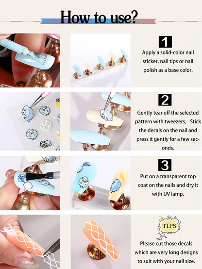 5D Floral Nail Stickers Self-Adhesive
