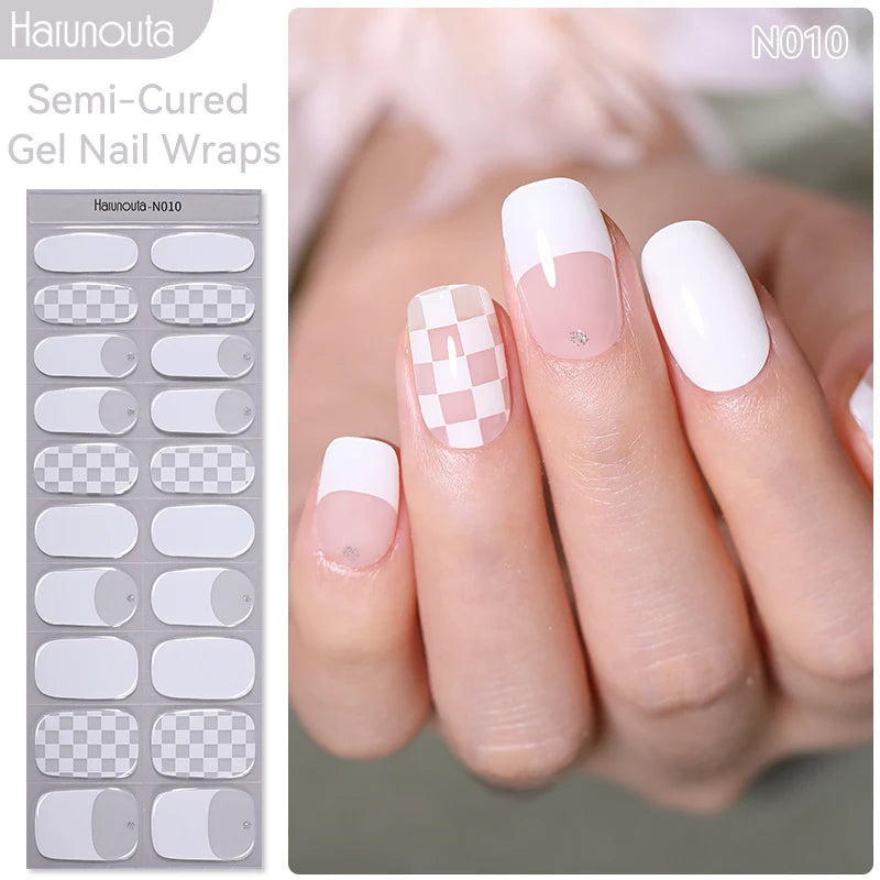 1 Sheet White French Semi-Cured Gel Nail Strips
