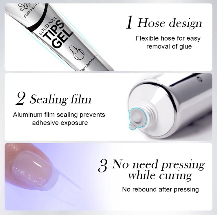 BORN PRETTY 30ml Solid Nail Tips Gel with 24Pcs