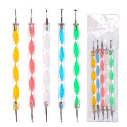 5pc Set Double Headed Nail Dotting Tool