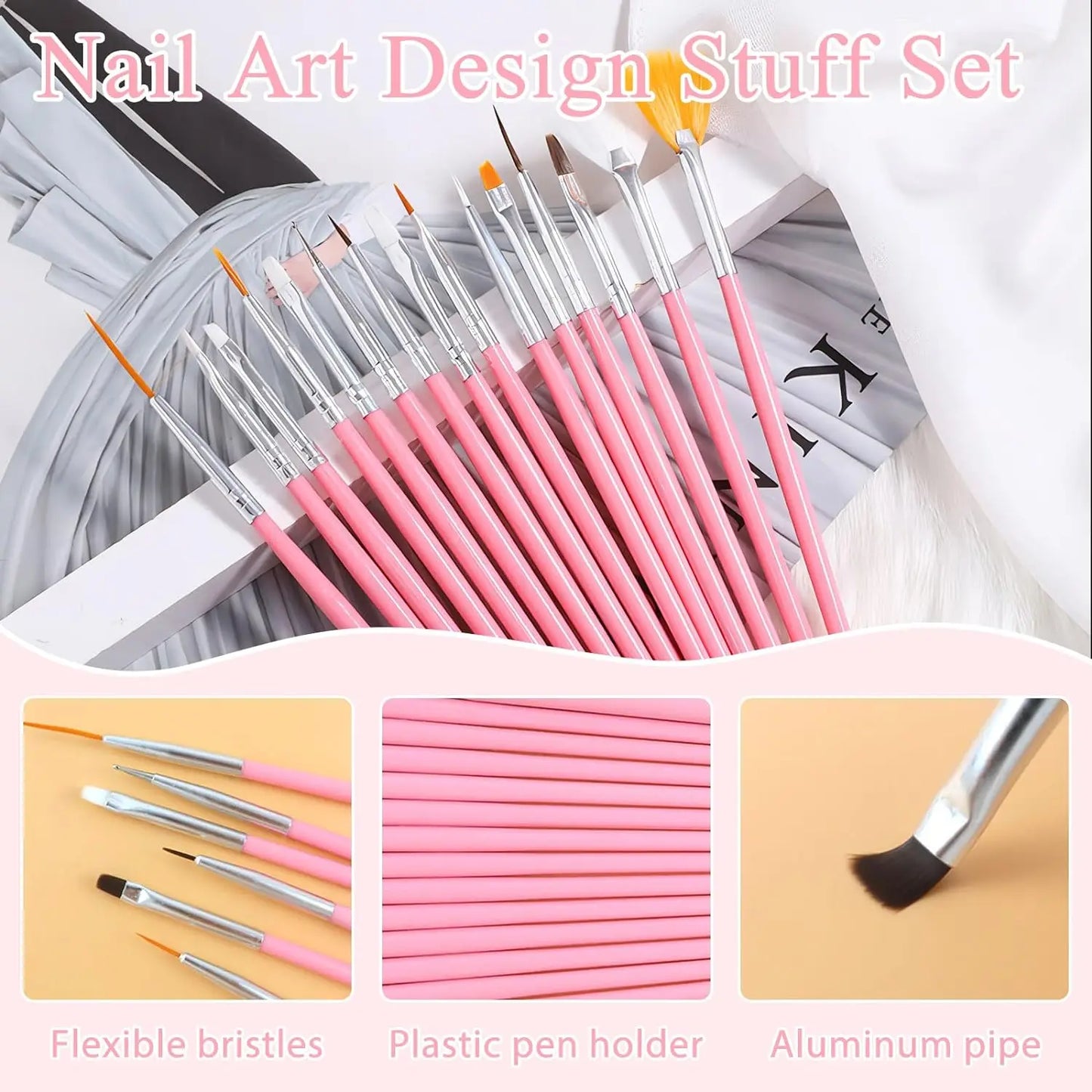 YIKOOLIN 15pcs Nail Paint Brushes Set