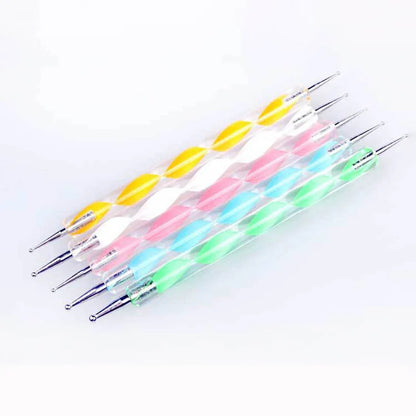 5pc Set Double Headed Nail Dotting Tool