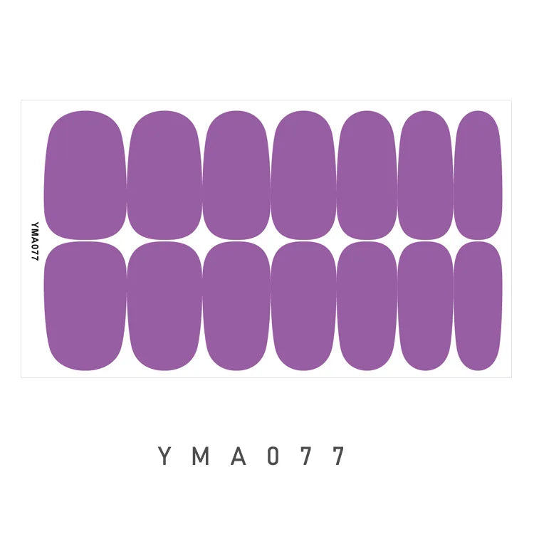 14 Nails Solid Color Simple Waterproof Nail Stickers