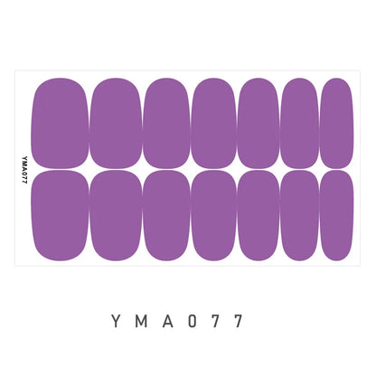 14 Nails Solid Color Simple Waterproof Nail Stickers