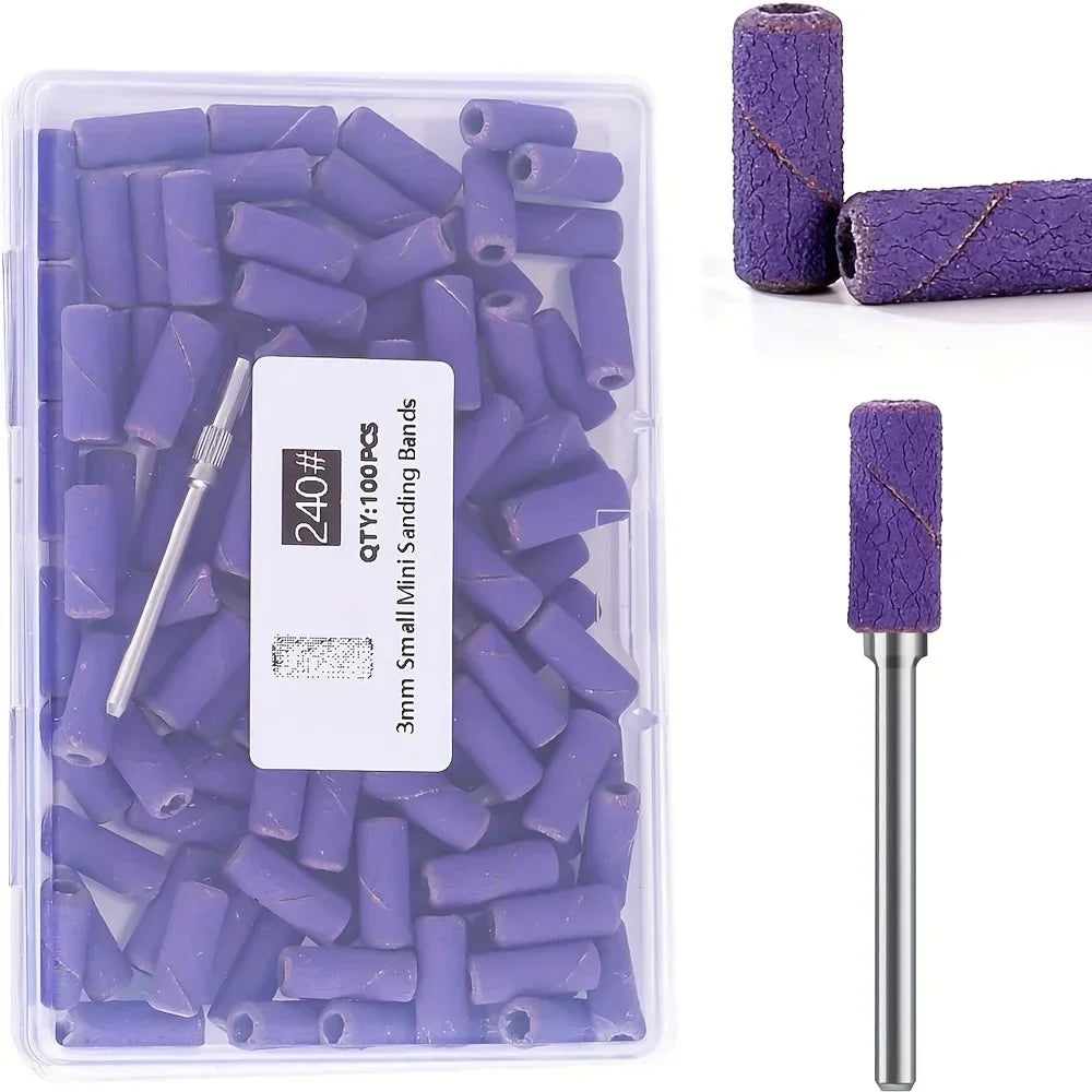 100Pcs Professional Nail Drill Sanding Bands, Bits for Manicure and Pedicure Tools
