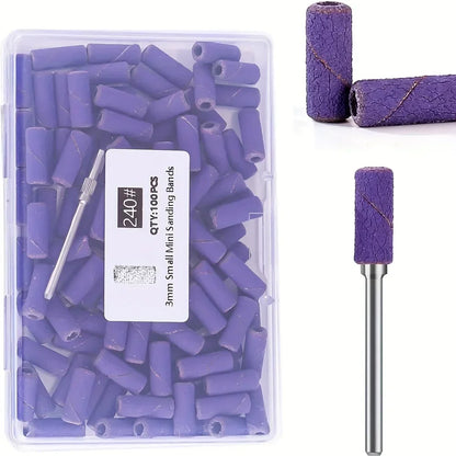 100Pcs Professional Nail Drill Sanding Bands, Bits for Manicure and Pedicure Tools