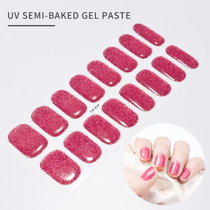 14pc Transparent Semi Cured Gel Nail Strips Nail Strengthening