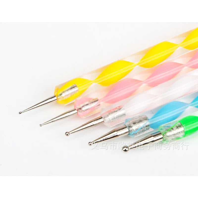 5pc Set Double Headed Nail Dotting Tool