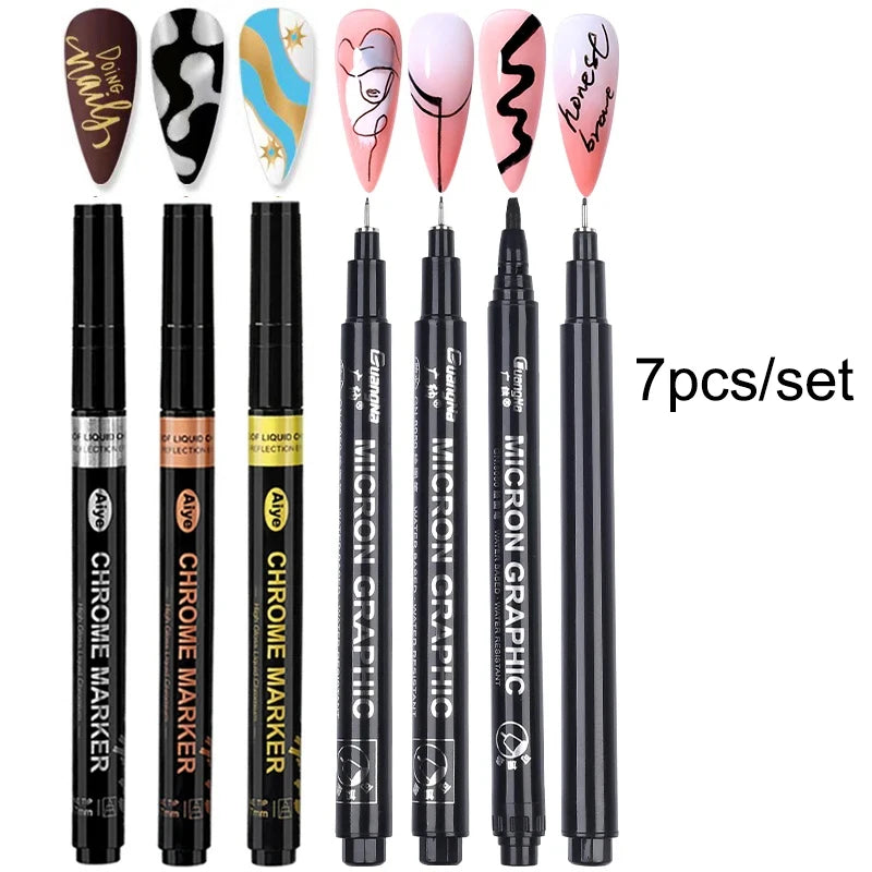 1 Set Nail Art Drawing Pen DIY 3D Abstract Line for Nail Art