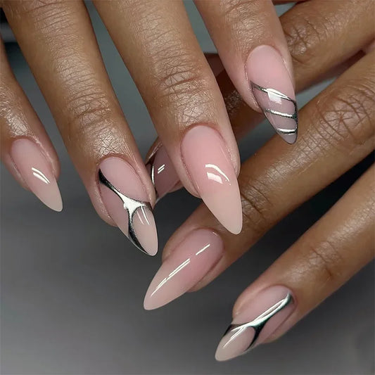 24pcs Press on Nails Medium Long Almond Shaped