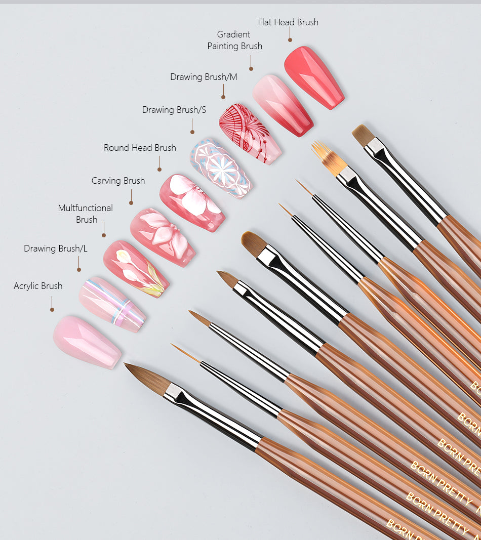 BORN PRETTY Nail Art Brush 9 Sizes  Nail Art Manicure Tool