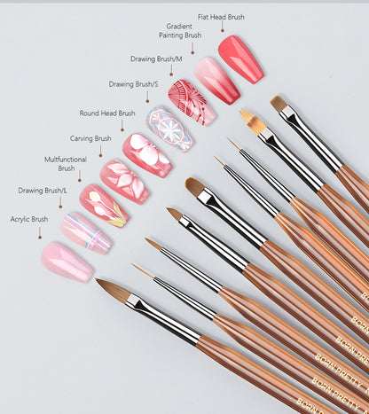 BORN PRETTY Nail Art Brush 9 Sizes  Nail Art Manicure Tool
