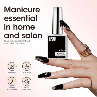 Charm 15ml Classic Gel Nail Polish Vibrant Black, White, and Red Shades
