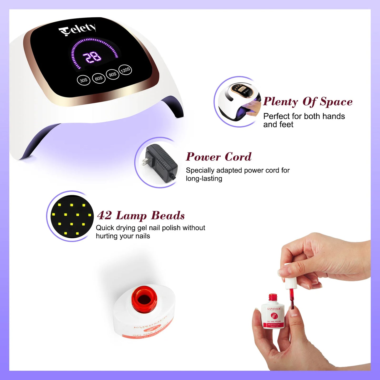 Quick Drying Nail Machine 168W LED Display 42 Lamp Beads