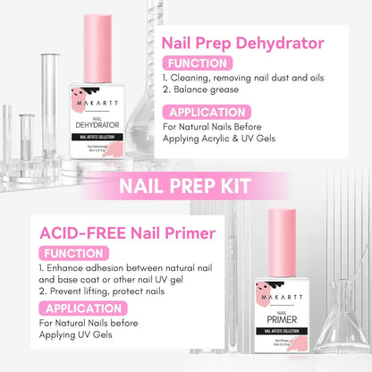 Makartt 2Pcs Gel Nail Polish Nail Prep Dehydrate & Bond Primer 15ml