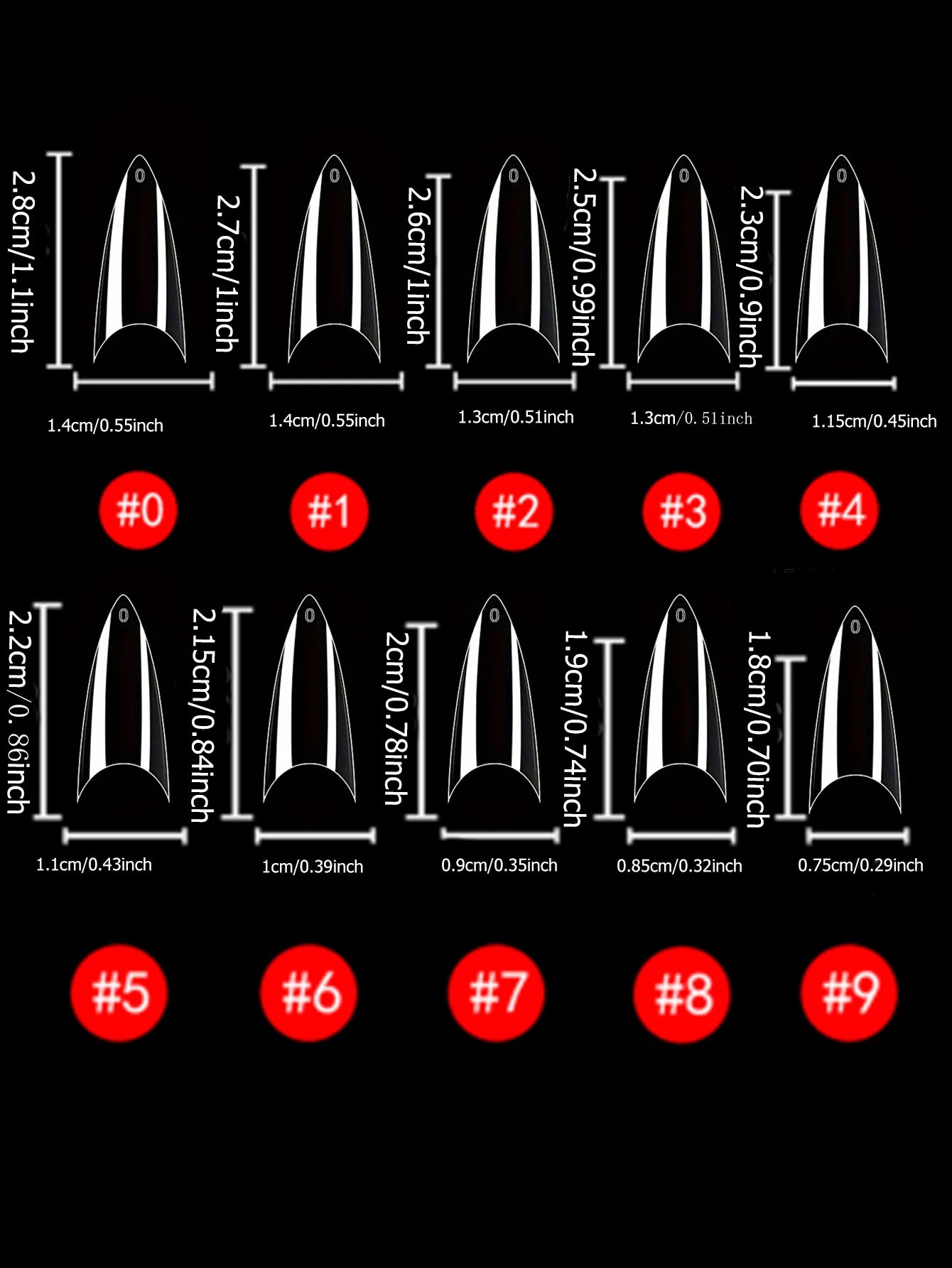 120Pcs Long Clear Various Size Nail Tips for Acrylic Nails