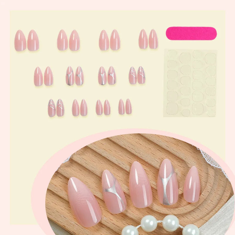 24pcs Press on Nails Medium Long Almond Shaped