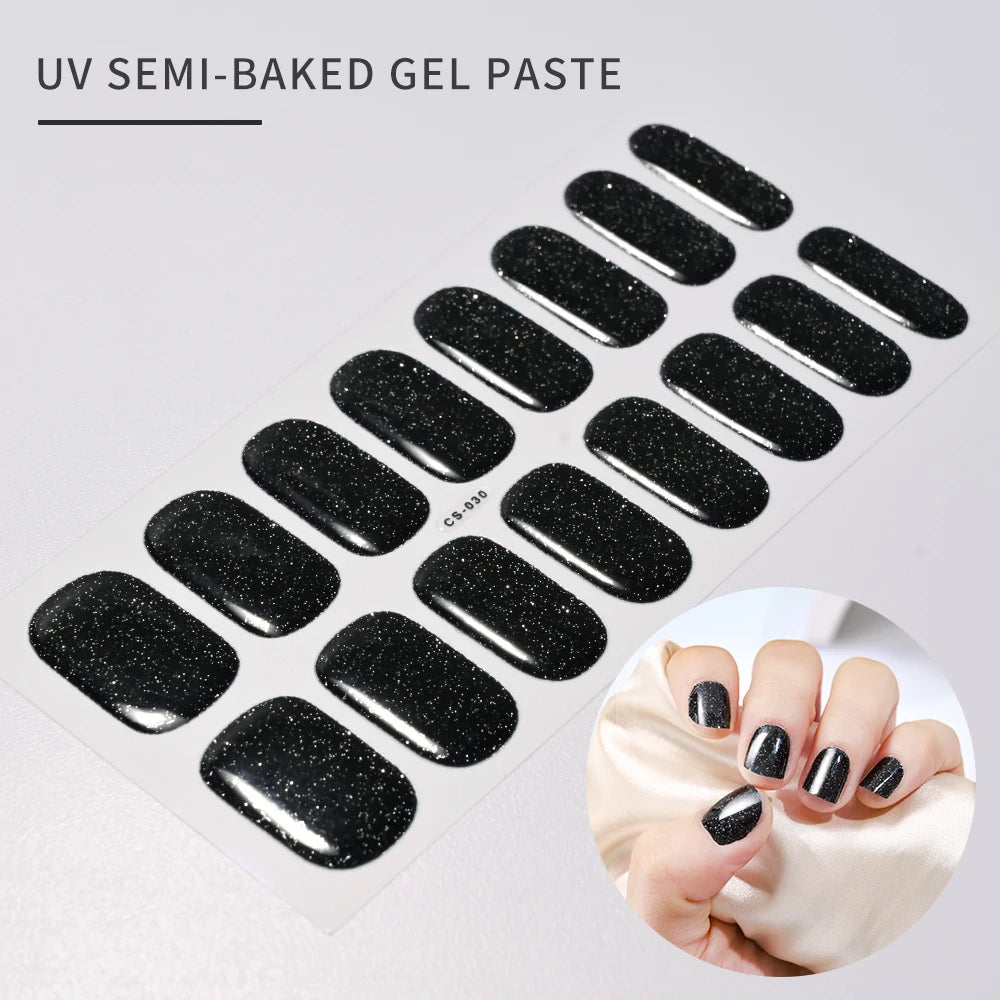 14pc Transparent Semi Cured Gel Nail Strips Nail Strengthening