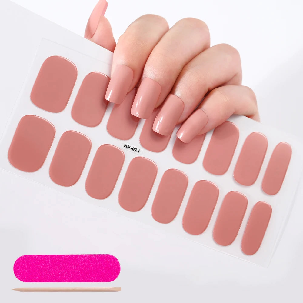 1 Sheet Semi-Cured Gel Nail Strips Waterproof Long Lasting