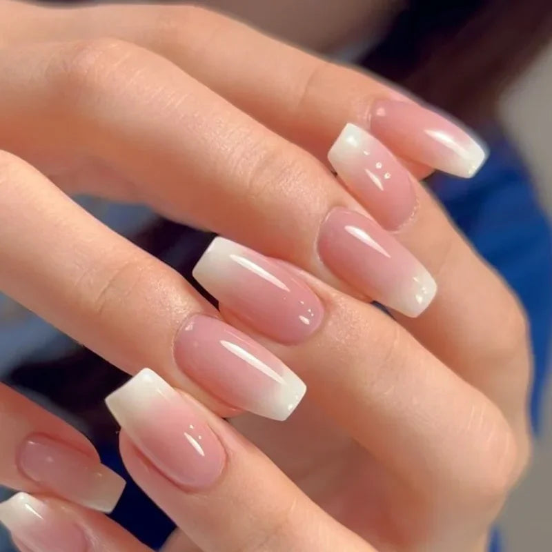 Glossy Press on French Nail Tips