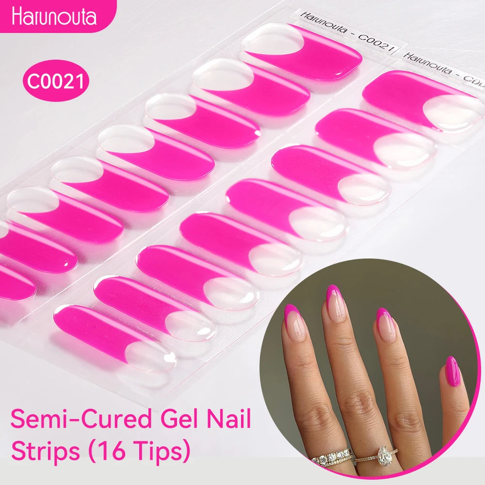 Gradient Auroras Semi Cured Sparkly Gel Nail Strips with UV/LED Nail Lamps