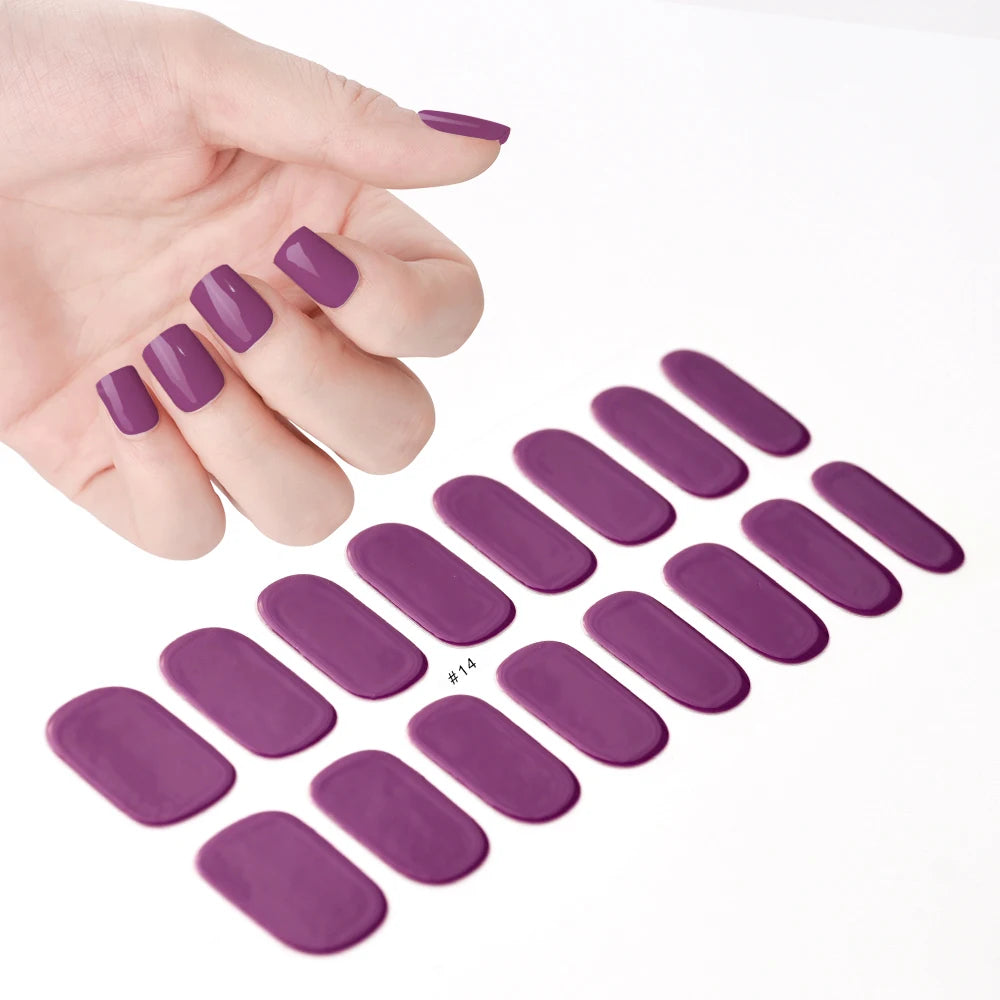 14pc Transparent Semi Cured Gel Nail Strips Nail Strengthening