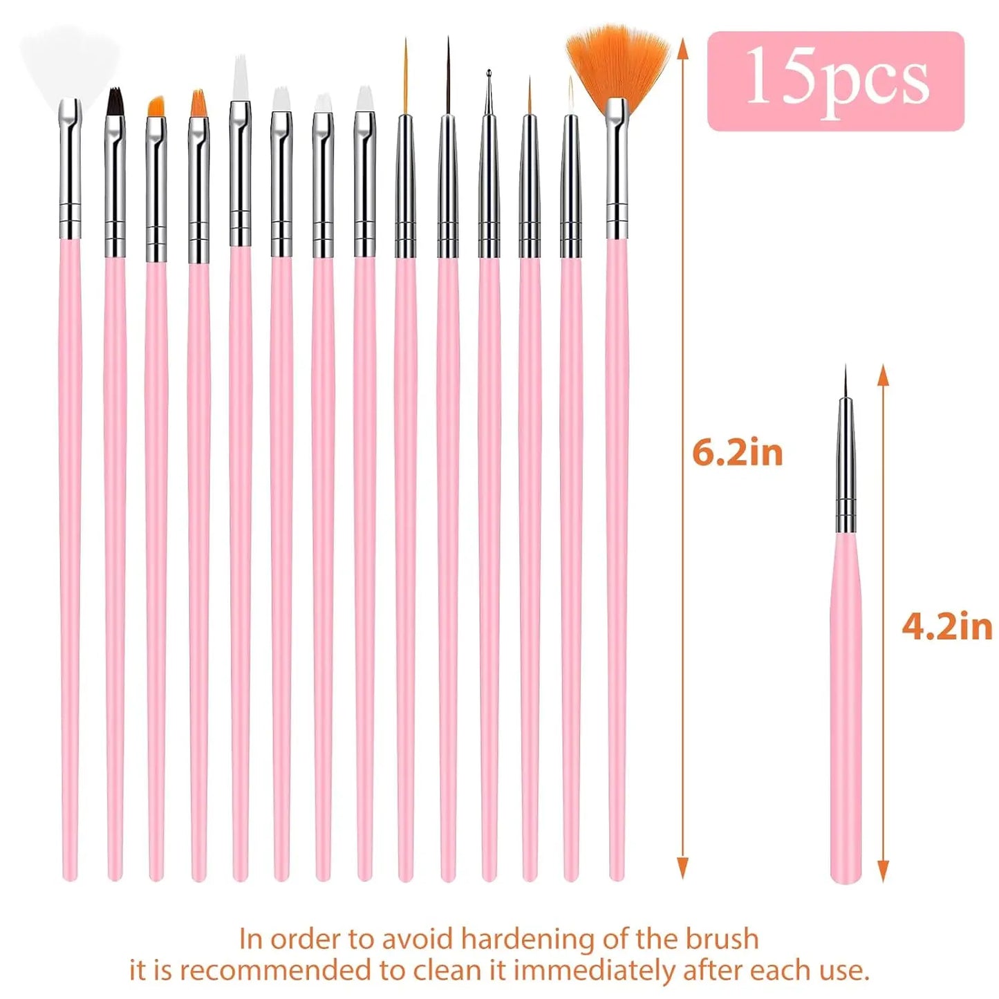 YIKOOLIN 15pcs Nail Paint Brushes Set