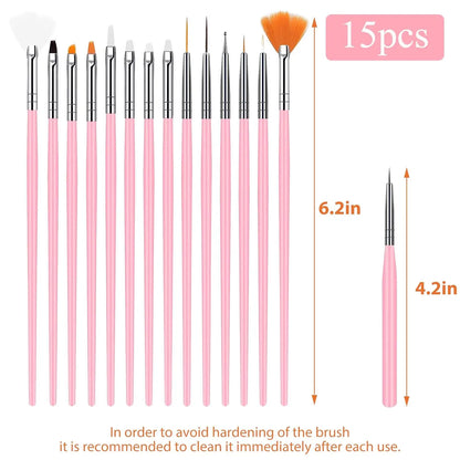 YIKOOLIN 15pcs Nail Paint Brushes Set