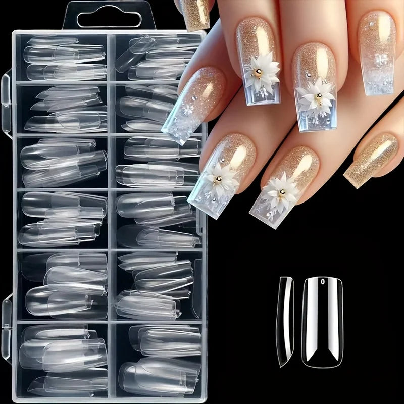 120 Pieces of Transparent Coffin/Almond/Fine High Heels/Square
