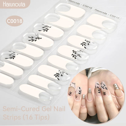Gradient Auroras Semi Cured Sparkly Gel Nail Strips with UV/LED Nail Lamps