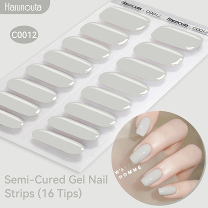 Gradient Auroras Semi Cured Sparkly Gel Nail Strips with UV/LED Nail Lamps