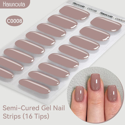Gradient Auroras Semi Cured Sparkly Gel Nail Strips with UV/LED Nail Lamps