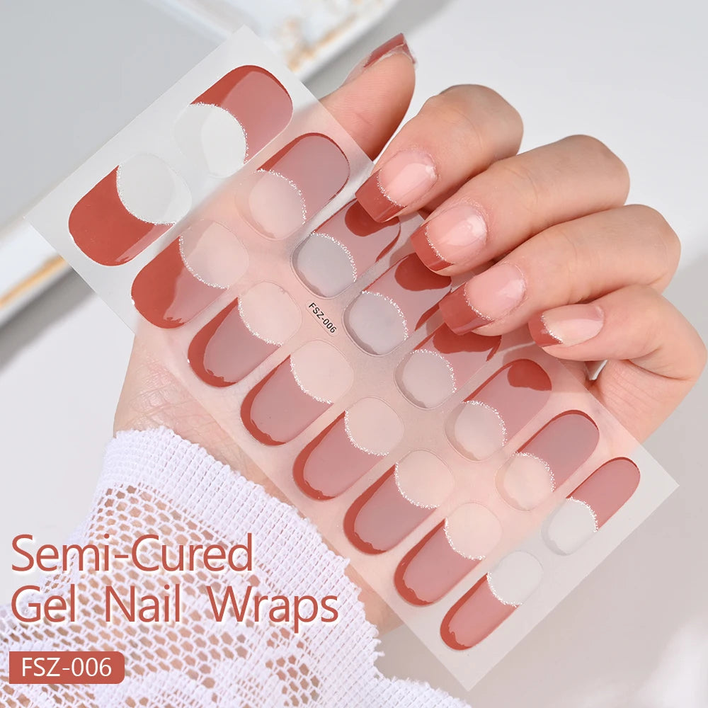 14pc Transparent Semi Cured Gel Nail Strips Nail Strengthening
