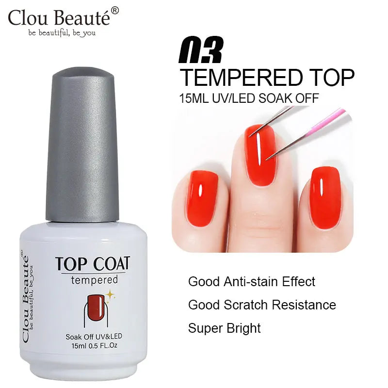 Clou Beaute No Wipe Top and Base Coat Gel Polish