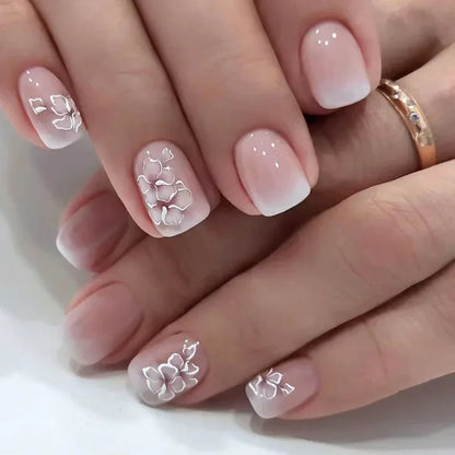 Glossy Press on French Nail Tips