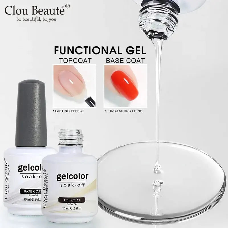 Clou Beaute No Wipe Top and Base Coat Gel Polish