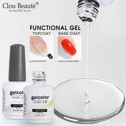 Clou Beaute No Wipe Top and Base Coat Gel Polish