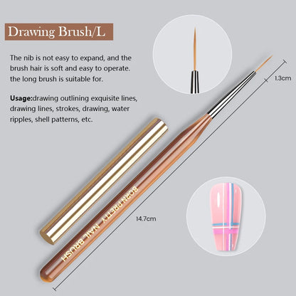 BORN PRETTY Nail Art Brush 9 Sizes  Nail Art Manicure Tool