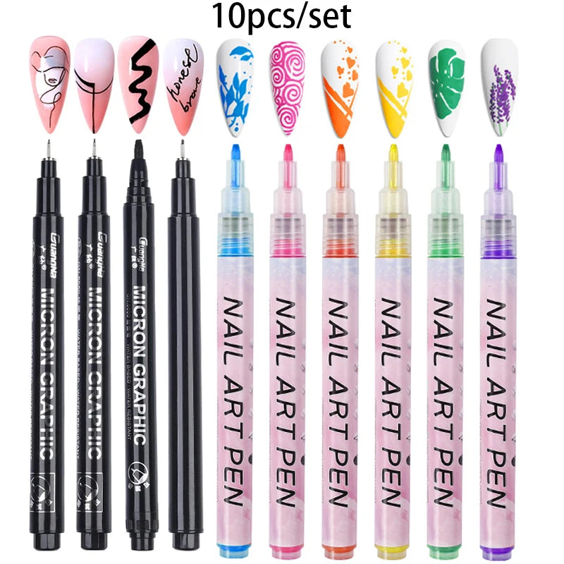 1 Set Nail Art Drawing Pen DIY 3D Abstract Line for Nail Art