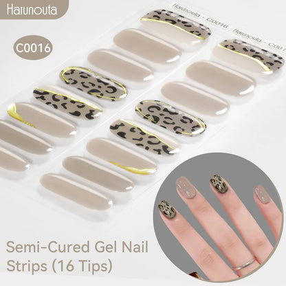 Gradient Auroras Semi Cured Sparkly Gel Nail Strips with UV/LED Nail Lamps