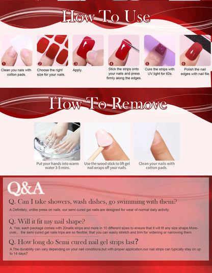 16 Tips Harunoura Semi Cured Gel Nail Strips