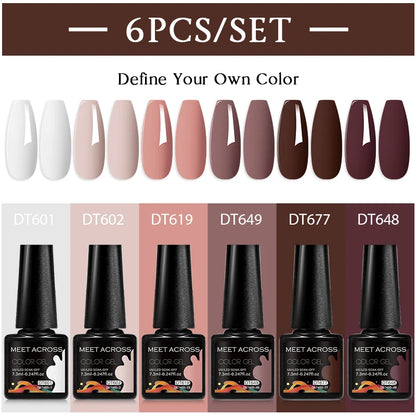 MEET ACROSS 6Pcs/Set 7.3ml Gel Nail Polish For Nails