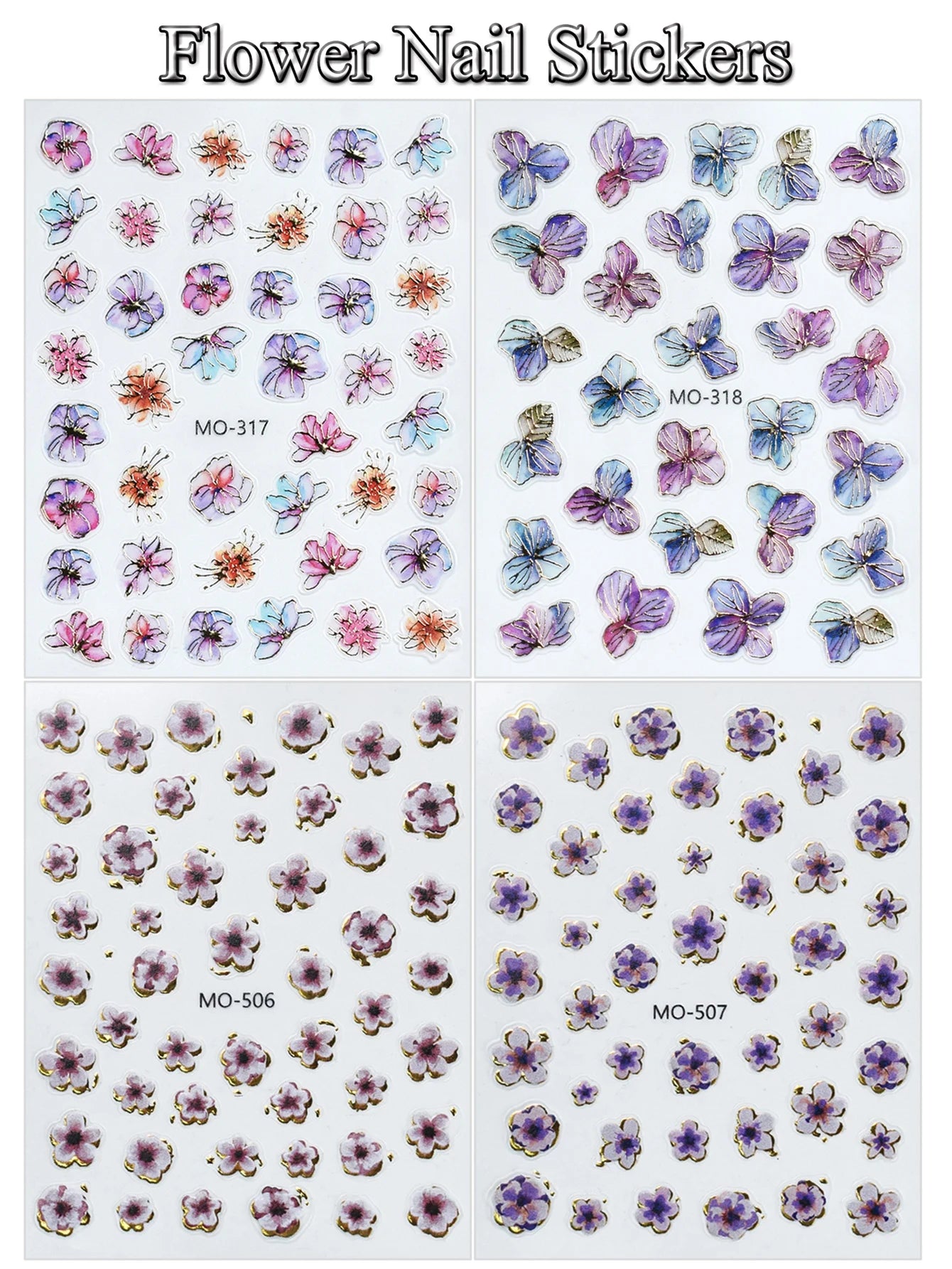 5D Floral Nail Stickers Self-Adhesive