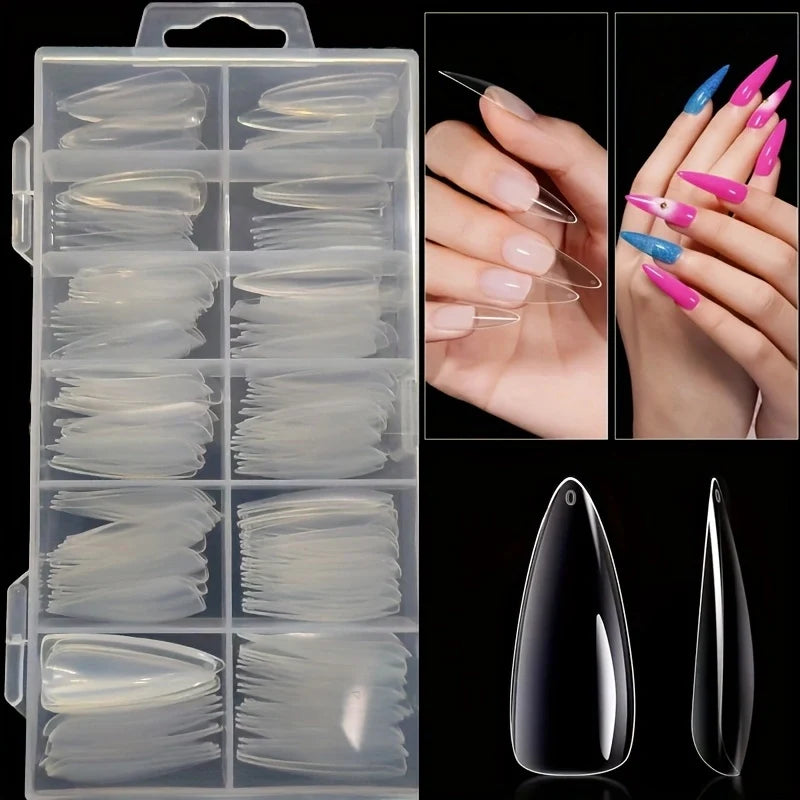 120 Pieces of Transparent Coffin/Almond/Fine High Heels/Square