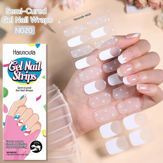 1 Sheet White French Semi-Cured Gel Nail Strips