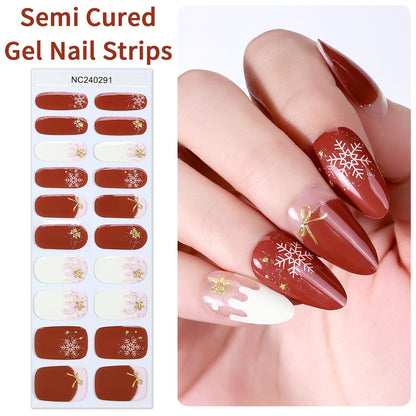 20 Tips Christmas Luminous Semi-Cured Gel Nail Strips