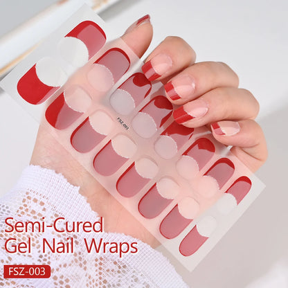 14pc Transparent Semi Cured Gel Nail Strips Nail Strengthening